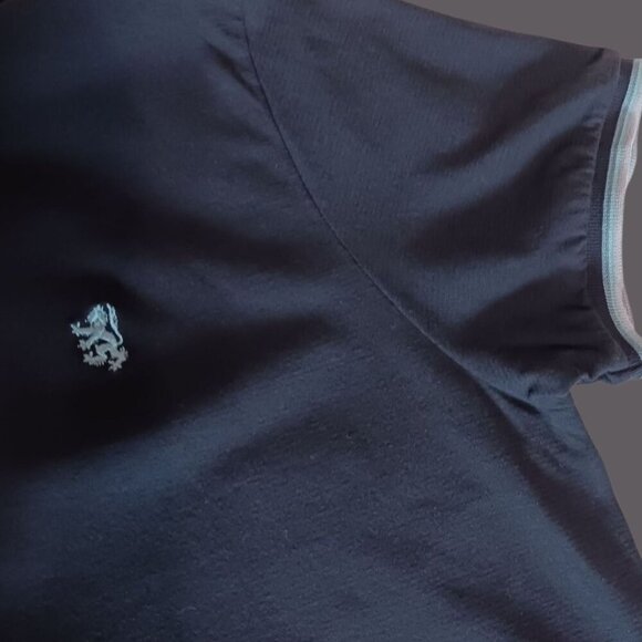 Pringle 1815 Scotland Polo Shirt Embroidered Logo Short Sleeve Navy blue Xlarge - Picture 3 of 14